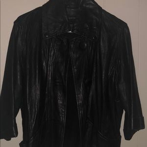 Bagatelle blk leather jacket 3/4 sleeve